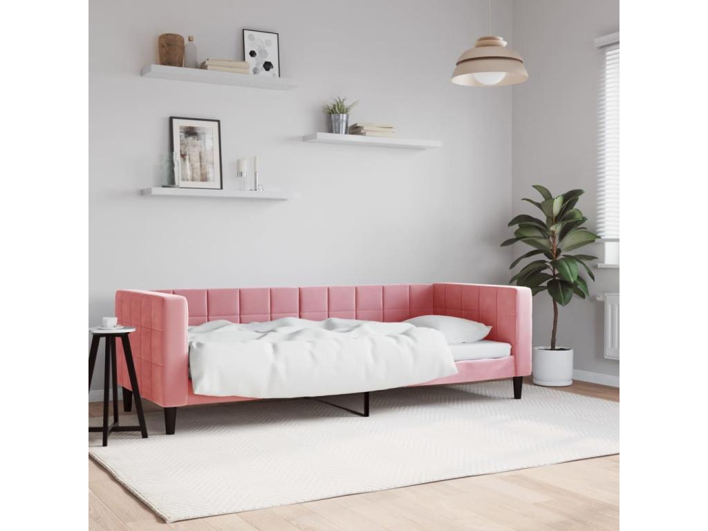 Lit de repos rose 80x200 cm velours GZEL91494