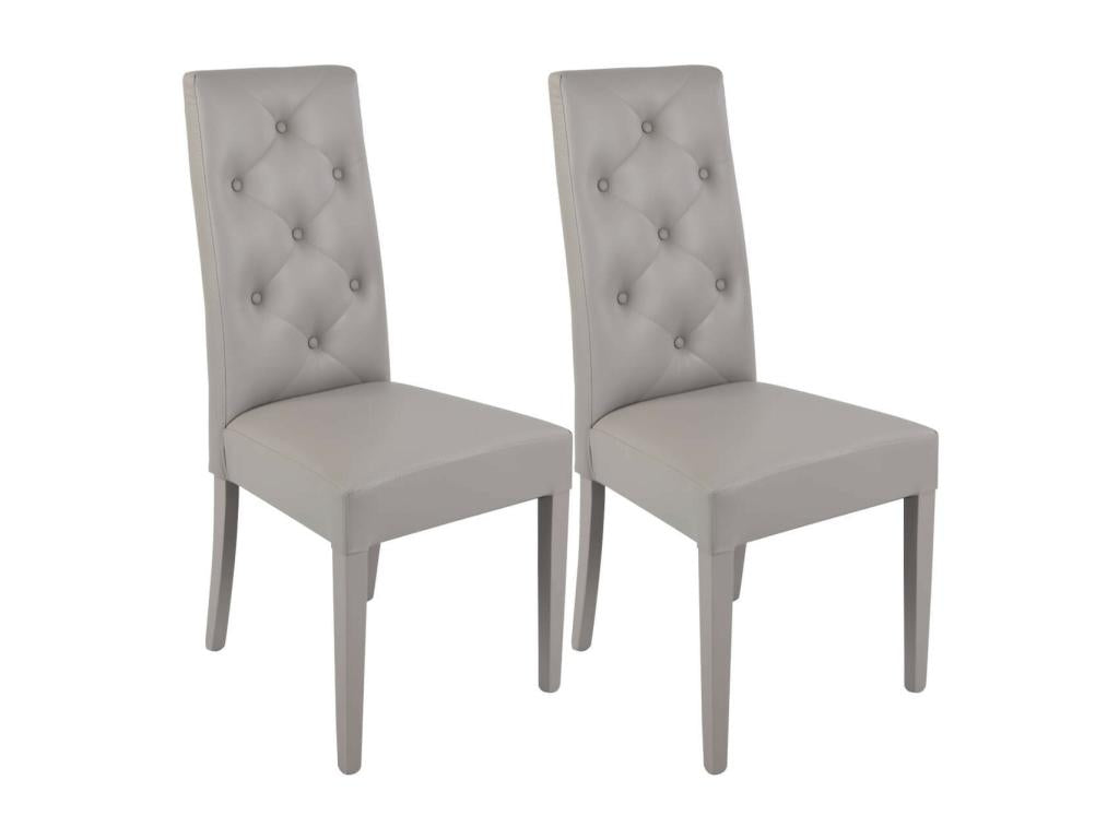 Cosymeub - Lot de 2 Chaises Simili Gris Clair et Pieds Laqués HUDP98406