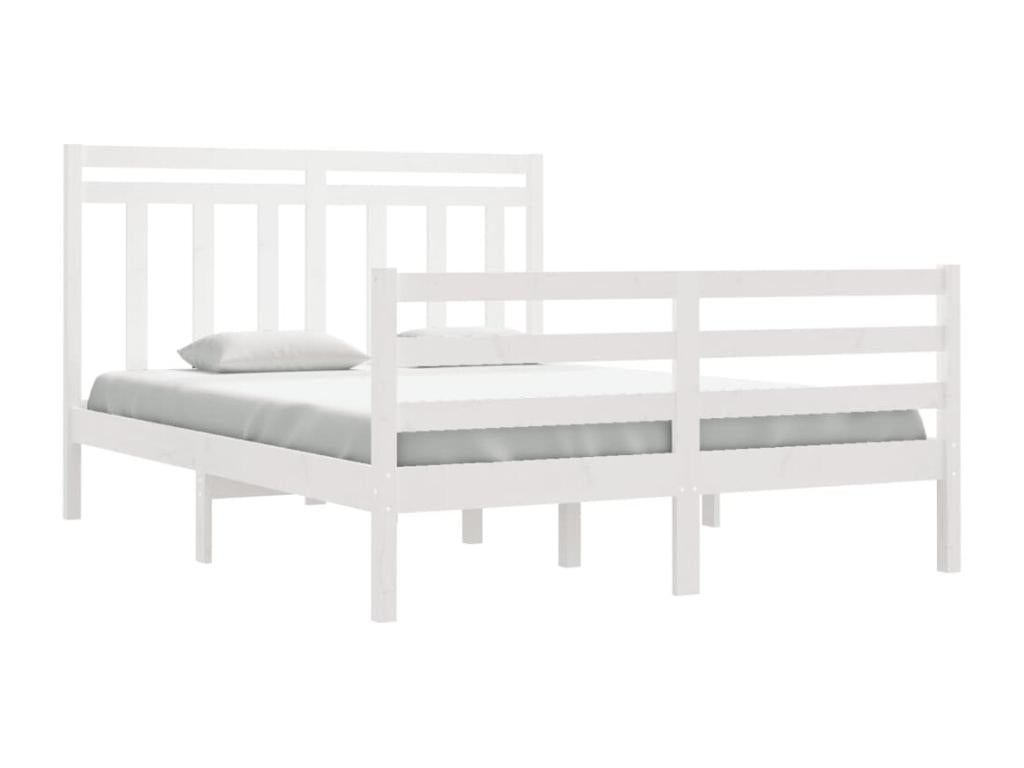 Cadre de lit sans matelas blanc 135x190 cm bois massif RKCL17603