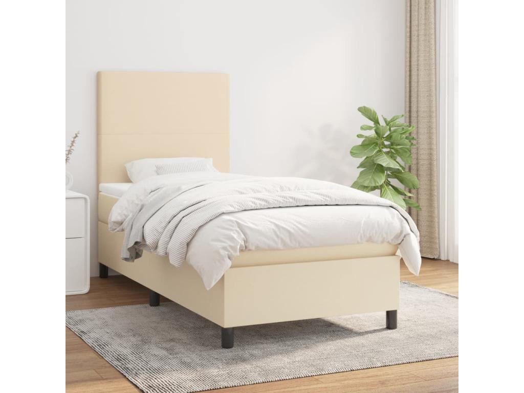 Lit à sommier tapissier avec matelas Crème 100x200 cm Tissu VLYF29763