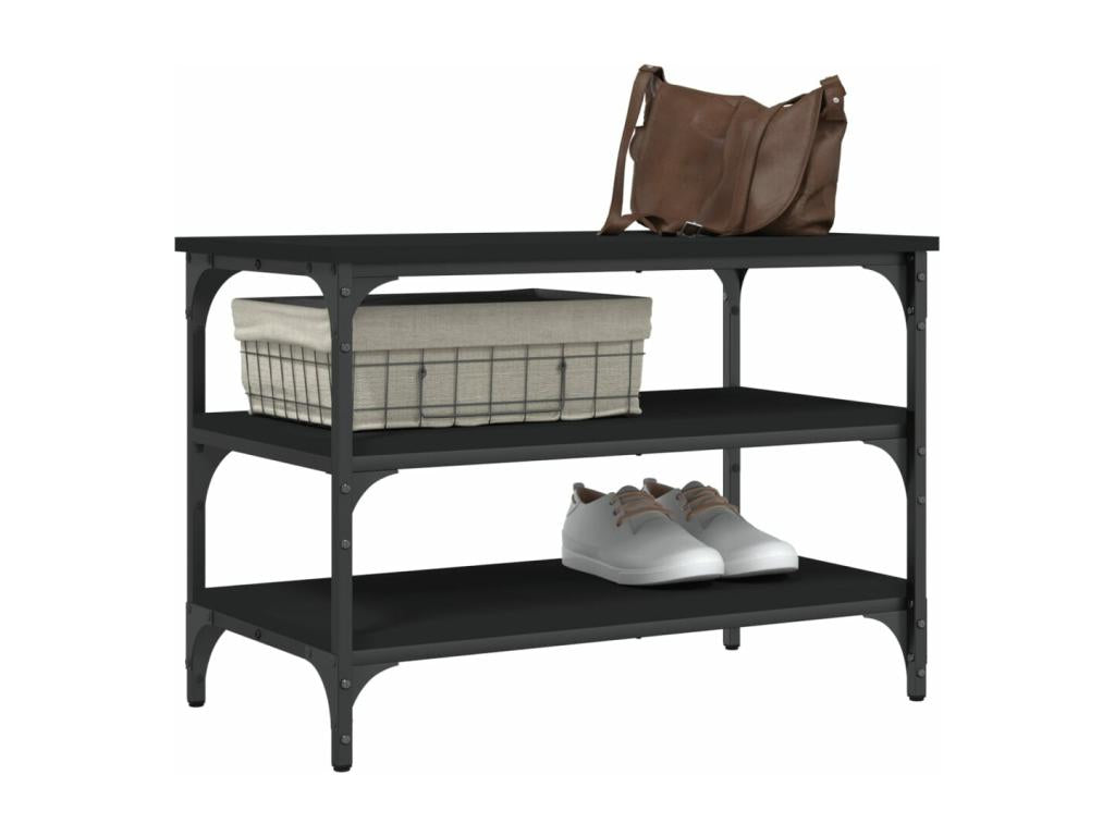 Banc à chaussures noir 70x38.5x49 cm bois d'ingénierie CTRY02718