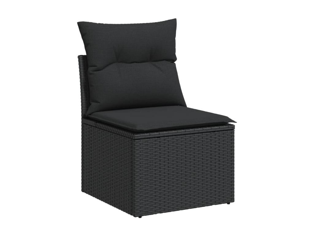 Salon de jardin 10 pcs avec coussins noir résine tressée ATJL11556