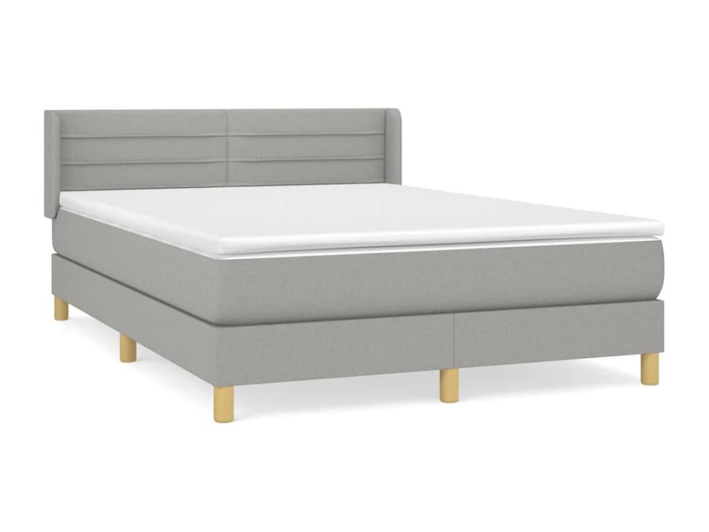 Lit à sommier tapissier avec matelas Gris clair 140x190cm Tissu KKBE79361