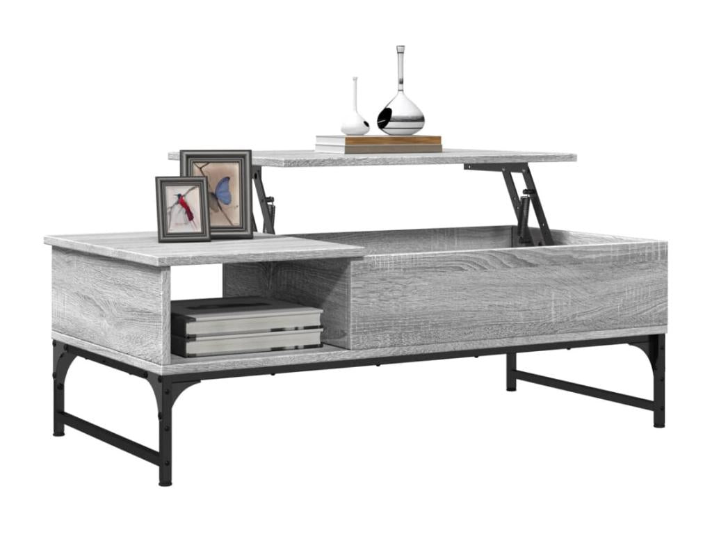 Table basse Cosymeub gris 100x50x35 cm bois d'ingénierie et métal HCAC90429