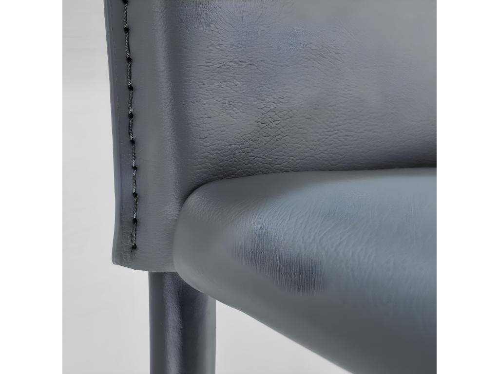 Lot de 2 tabourets de bar dossier simili et pieds métal gris - Cosymeub MOXK76197