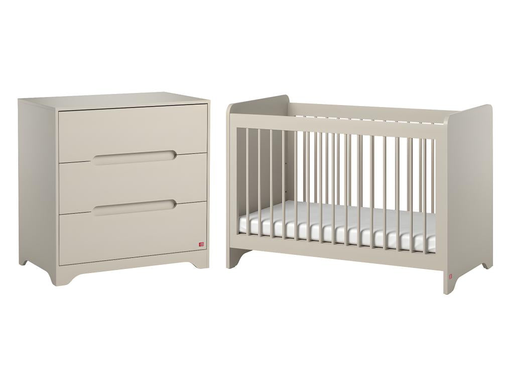 Lit bébé 60x120 et commode 3 tiroirs Cosymeub Beige TJGL17002
