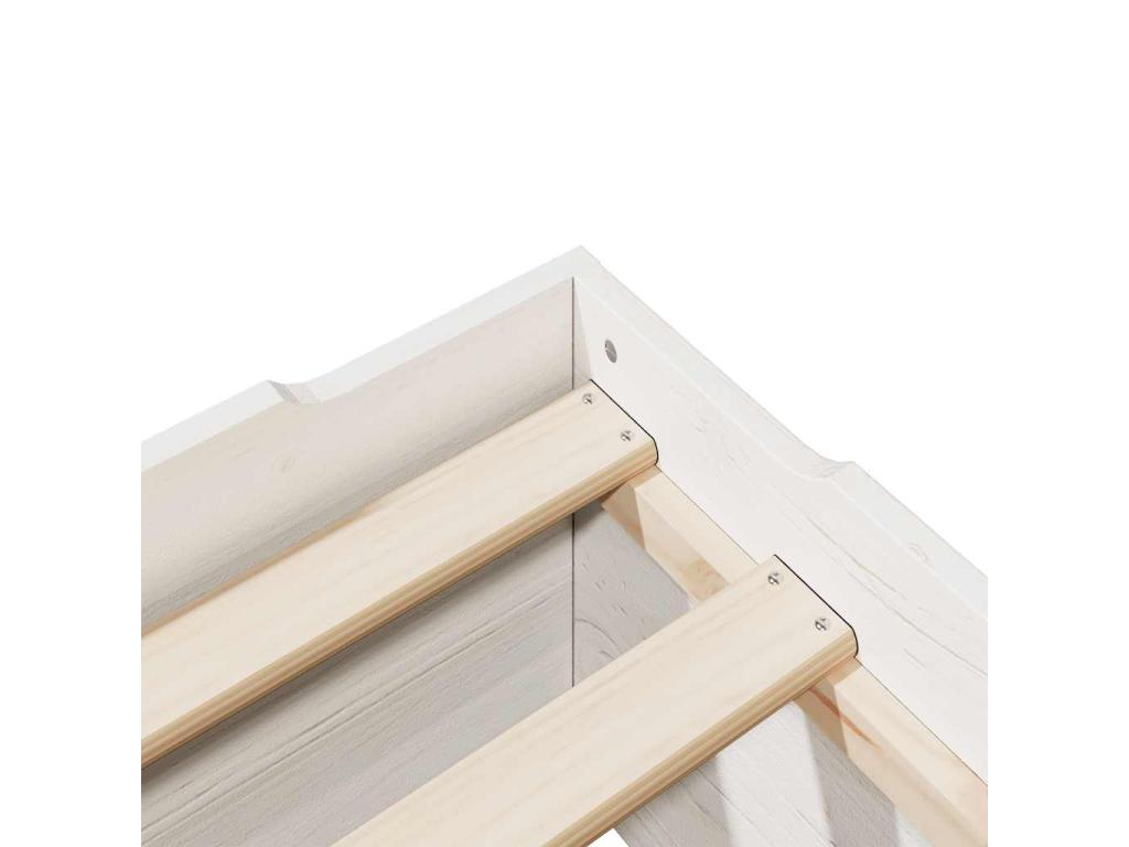 Cadre de lit sans matelas empilable blanc 75x190 cm bois massif WOIL21031