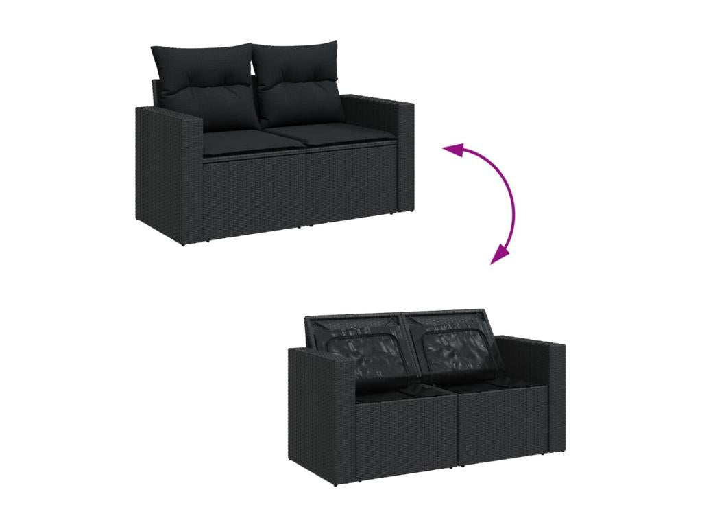 Salon de jardin avec coussins 13 pcs noir résine tressée ZMLG09497