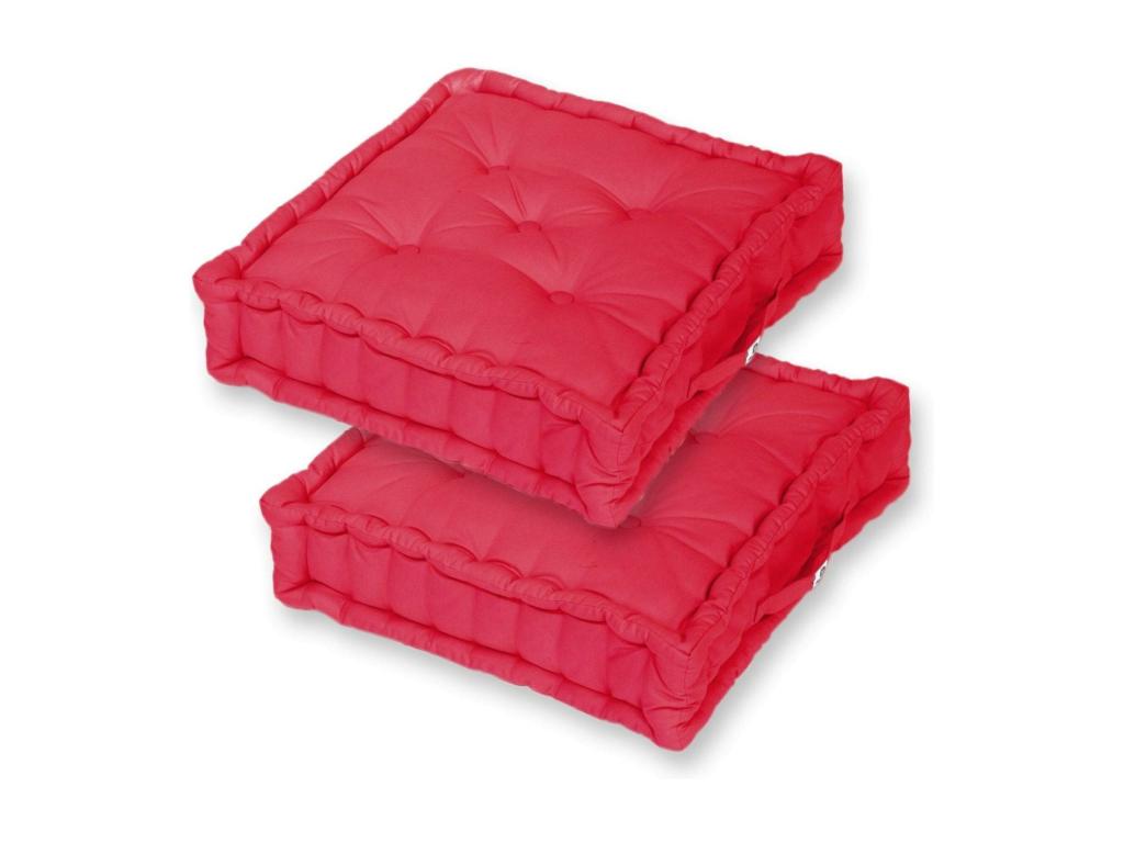 Coussin de sol lot de 2 - 60x60 cm Rouge Piment PCAX85057