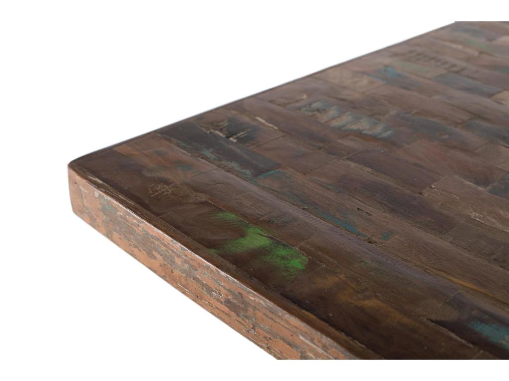 Table à manger en métal et bois recyclé multicolore et noire Multicolor.Giner y Colomer.78x120x120 FTHA23243