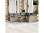 Salon de jardin avec coussins 10 pcs beige résine tressée NGZM17584