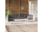 Salon de jardin 6 pcs avec coussins blanc bois de pin ZUKU45601