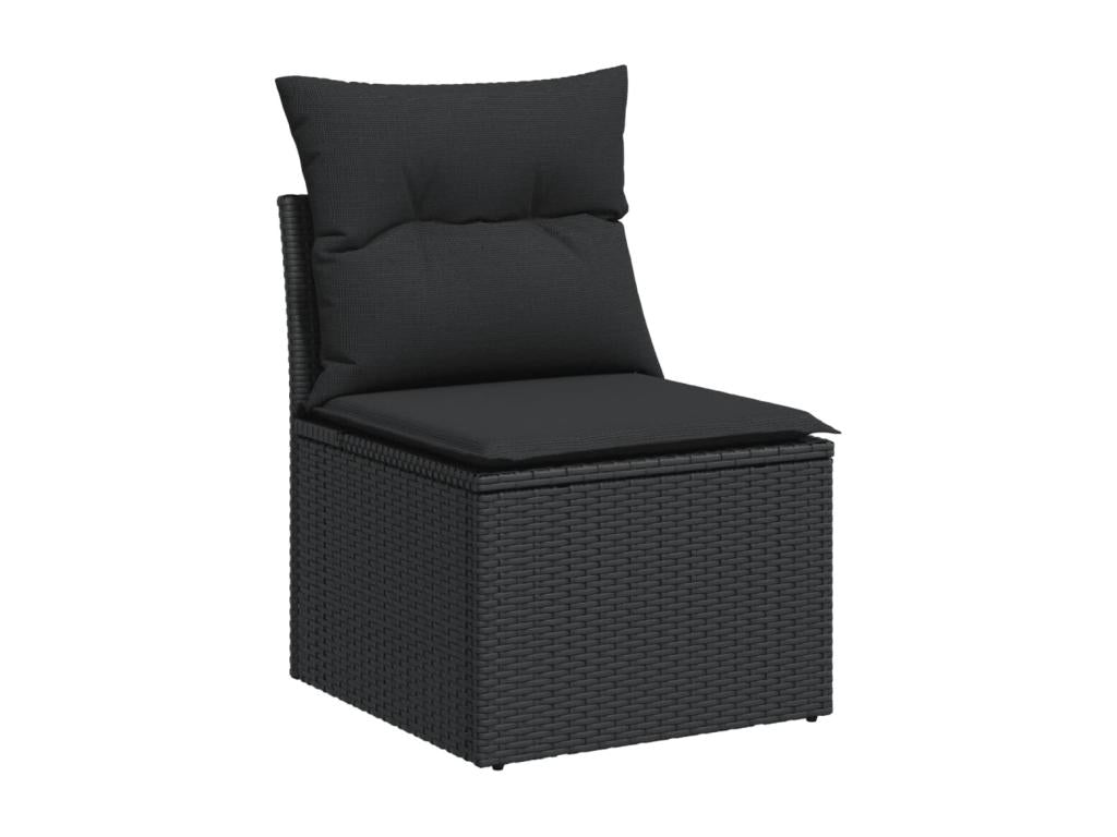 Salon de jardin 9 pcs avec coussins noir résine tressée QZIZ90682