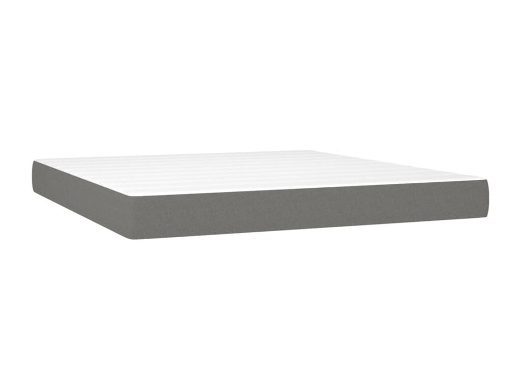 Sommier tapissier et matelas et LED Gris foncé 160x200 cm Tissu MXKA99701