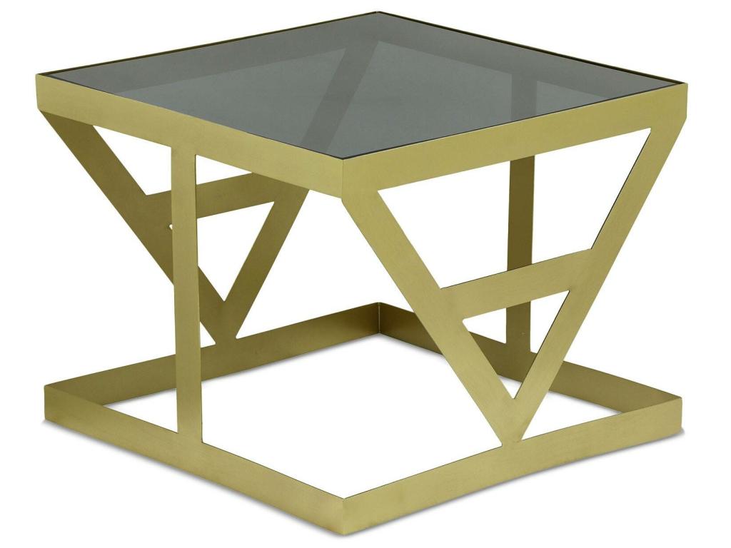 Ensemble de 3 tables d'appoint Amstra en Verre fumé et Métal Or AAXO50950