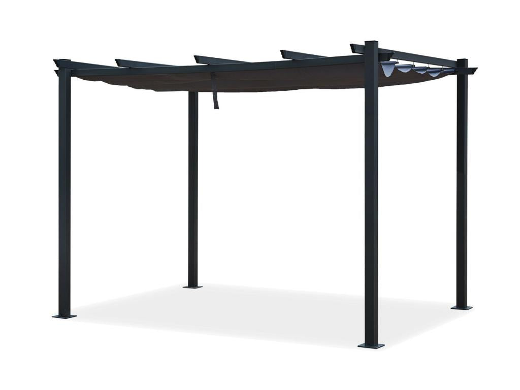 Tonnelle/Cosymeub aluminium 3x3m toile coulissante rétractable - Gris - Cosymeub IKGJ18331