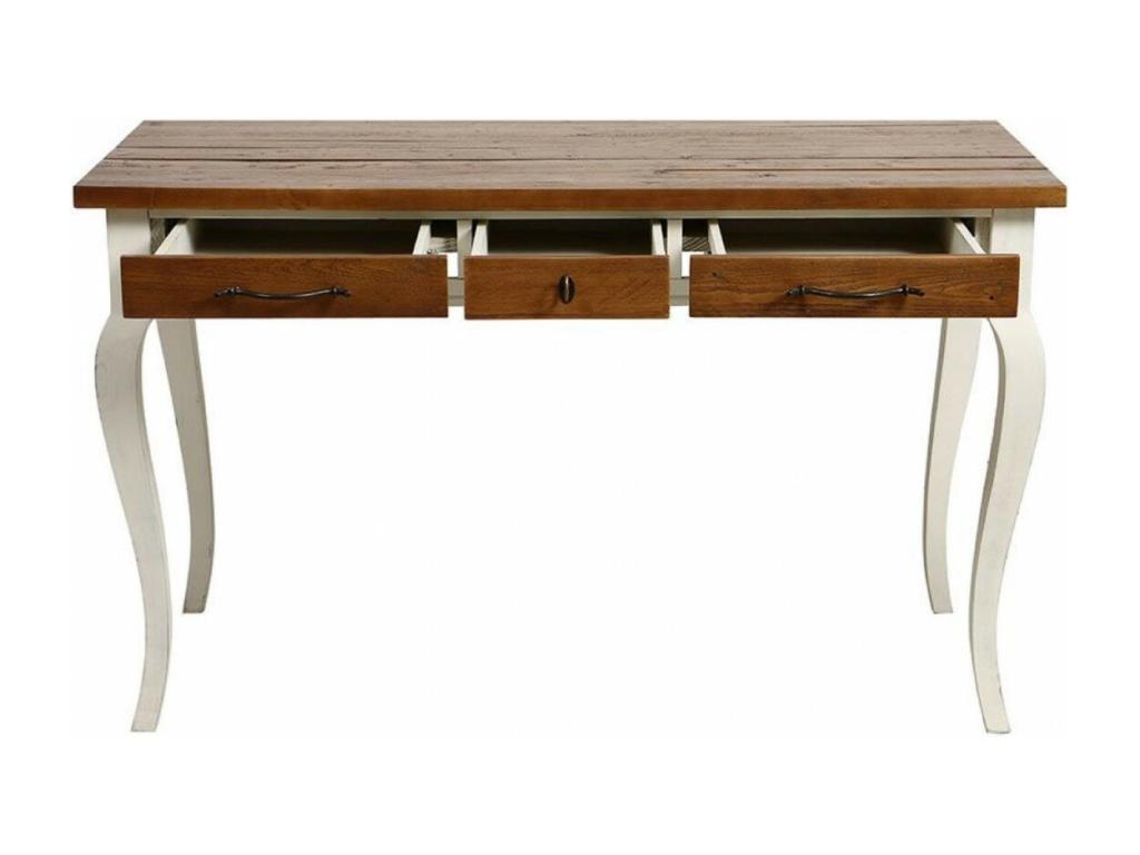 Bureau 3 Tiroirs Bois Blanc - Cosymeub JHBR92587