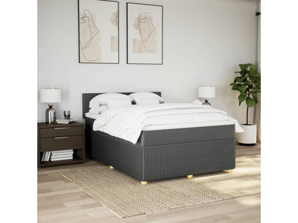 Sommier à Cosymeub de lit avec matelas Gris foncé 140x200cm Tissu JTXA79780