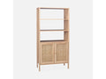Bibliothèque effet bois et cannage - Cosymeub - 4 niveaux- 2 portes- 5 étagères SQCX77303
