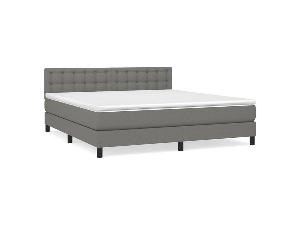 Sommier à Cosymeub de lit avec matelas Gris foncé 160x200 Tissu RUVU82678