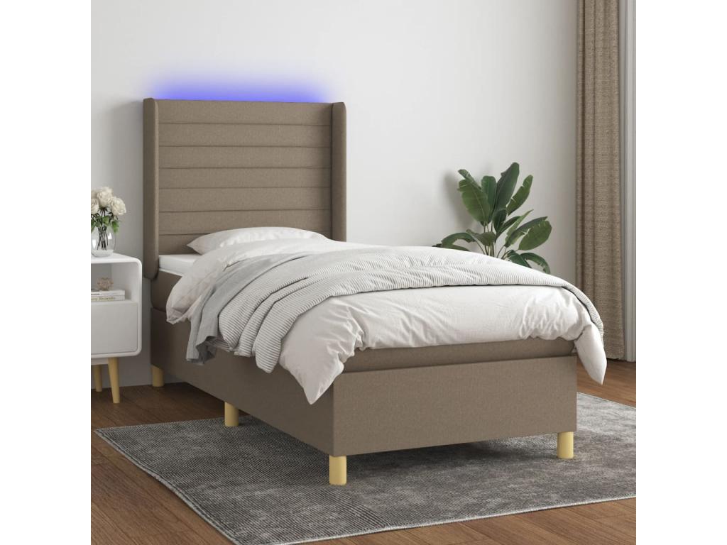 Sommier tapissier avec matelas et LED Cosymeub 80x200cm Tissu FFJY17093