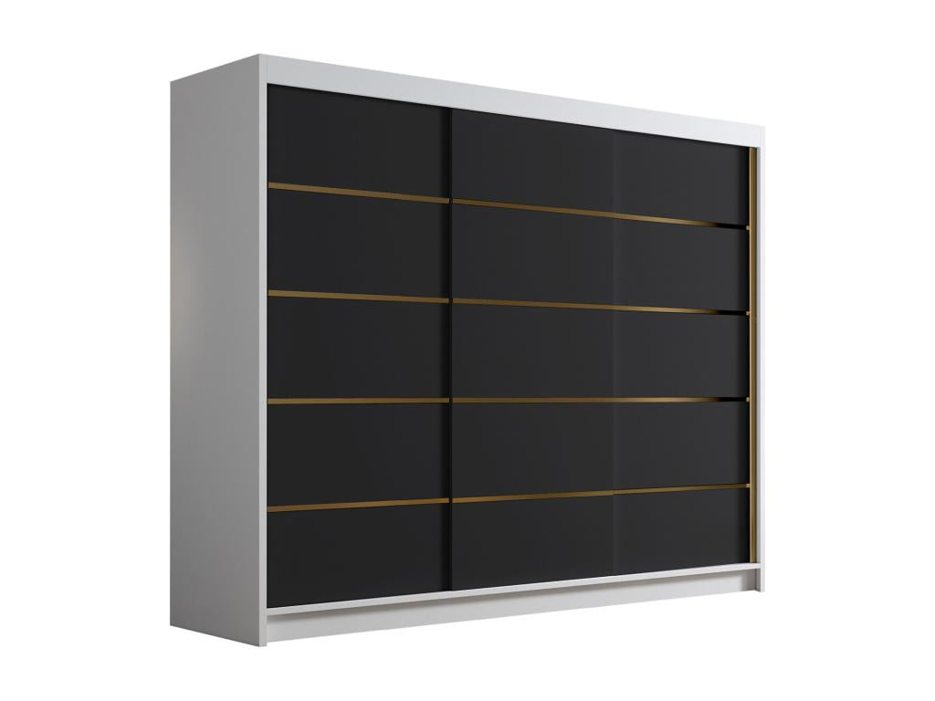 Armoire Cosymeub 184 Noir - Blanc 215x250x58cm Portes d'armoire Glissement SMYV71240