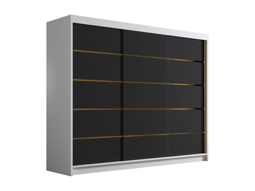 Armoire Cosymeub 184 Noir - Blanc 215x250x58cm Portes d'armoire Glissement SMYV71240
