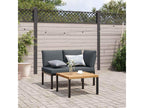 Salon de jardin 2 pièces avec coussins aluminium noir LAQS21438