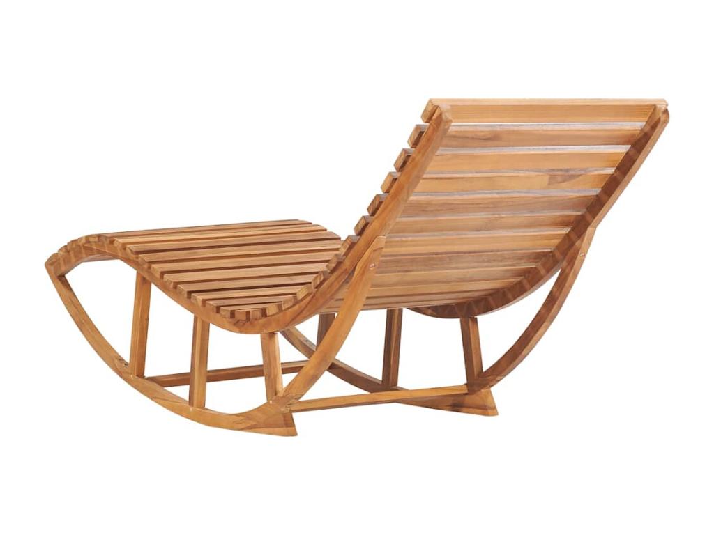 Chaise longue à bascule avec coussin Bois de teck solide MPUG07020