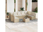 Salon de jardin avec coussins 10 pcs beige résine tressée FTQR72860