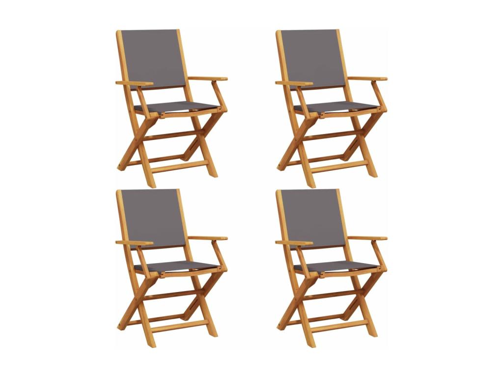 Chaises de jardin pliantes lot de 4 tissu et bois massif CYEJ45393