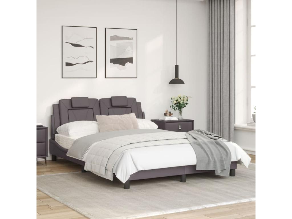 Cadre de lit avec Cosymeubères LED gris 120x200 cm similicuir ETKC04216