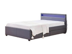 Lit adulte 160x200 cm tiroirs et led gris sommier inclus KDIP35194
