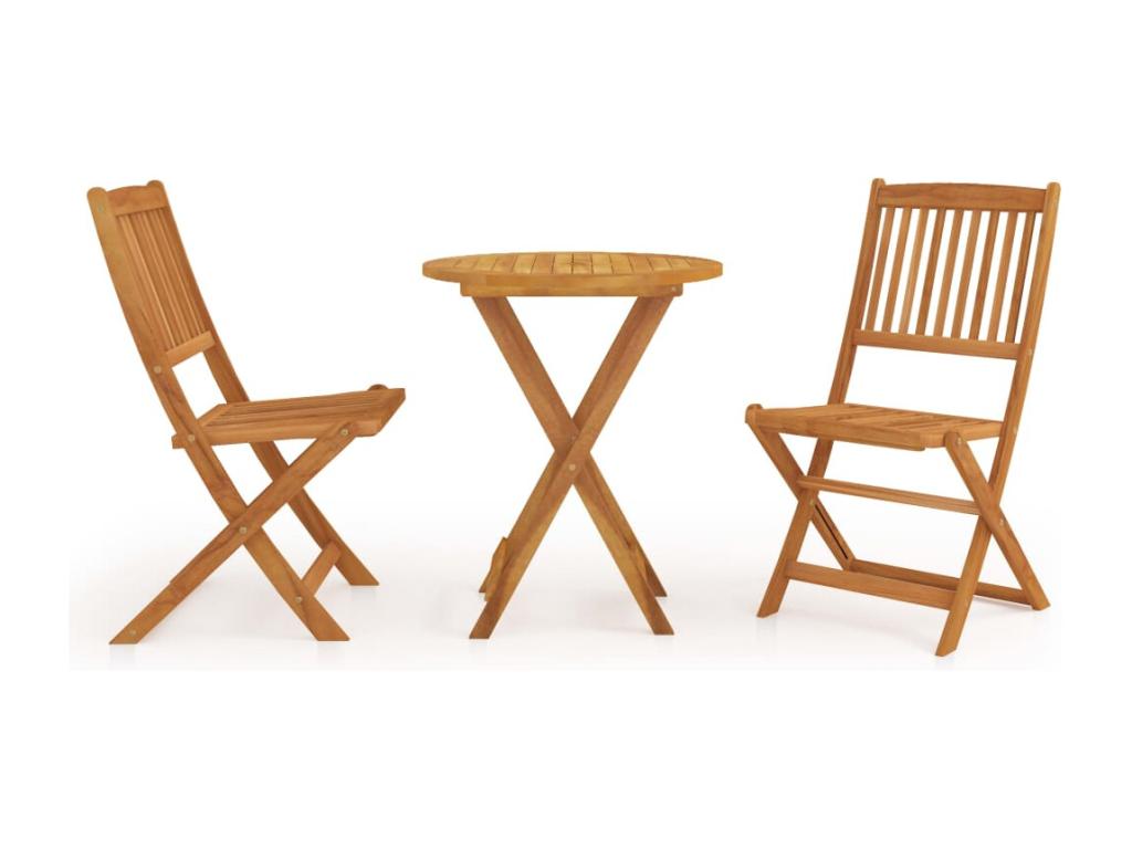 Mobilier à dîner de jardin pliable 3 pièces Bois d'Cosymeub solide VJCZ08365