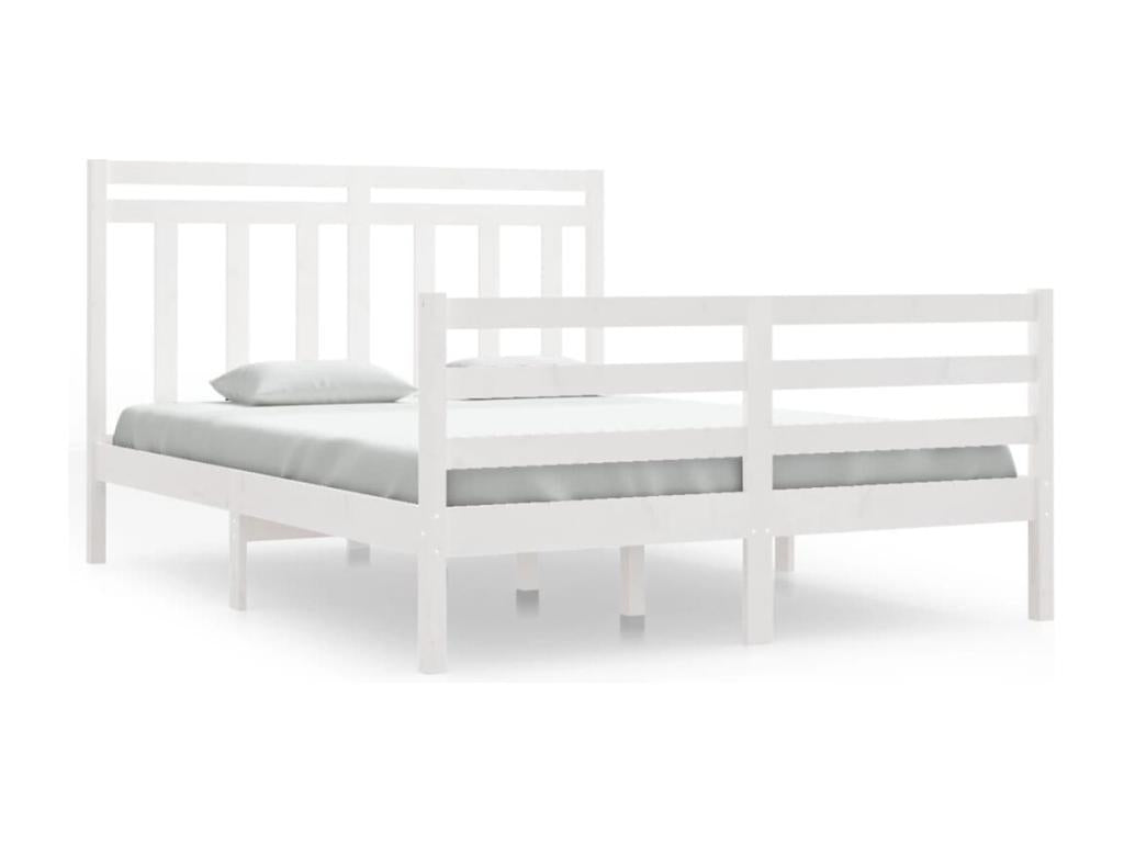 Cadre de lit sans matelas blanc 135x190 cm bois massif RKCL17603