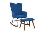 Chaise à bascule avec repose-pied Bleu Velours DITW48154