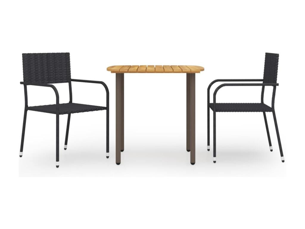 Ensemble de salle à manger de jardin 3 pièces Résine tressée Noir JINT47819
