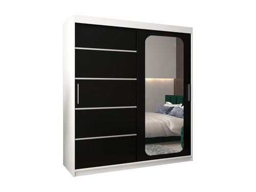 ARMOIRE Cosymeub V2 À PORTES COULISSANTES 200/180/62 2 Portes Blanc/Noir NGOG60409