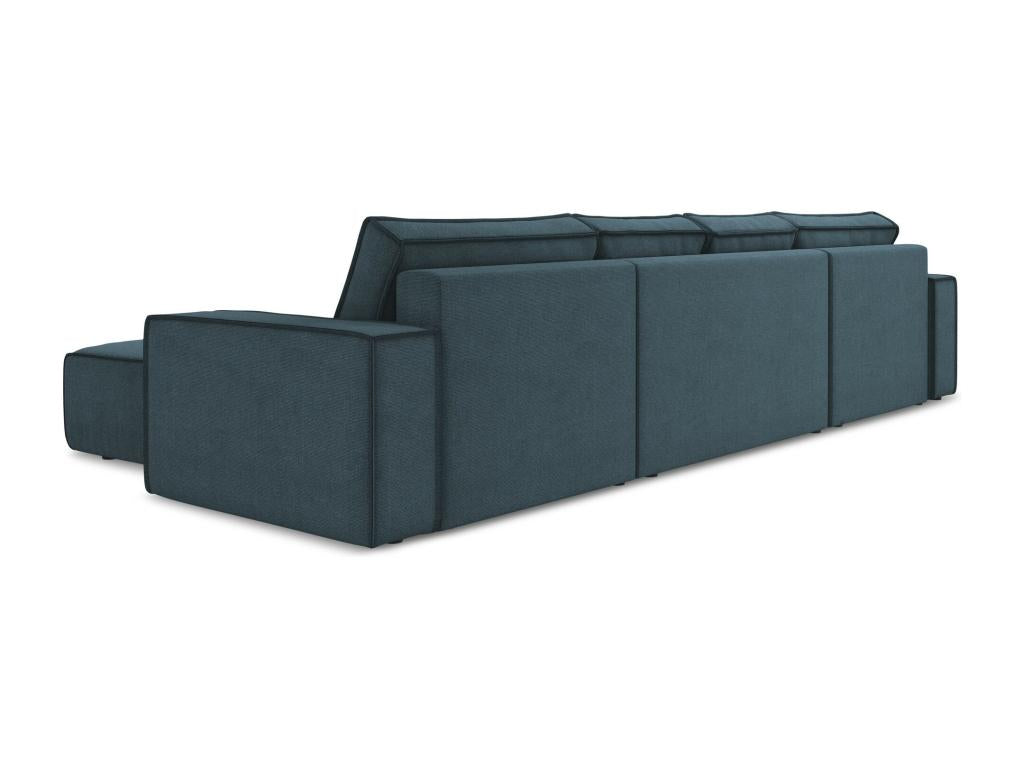 Canapé d'angle panoramique convertible en tissu texturé - jeans - Cosymeub OTCT21070