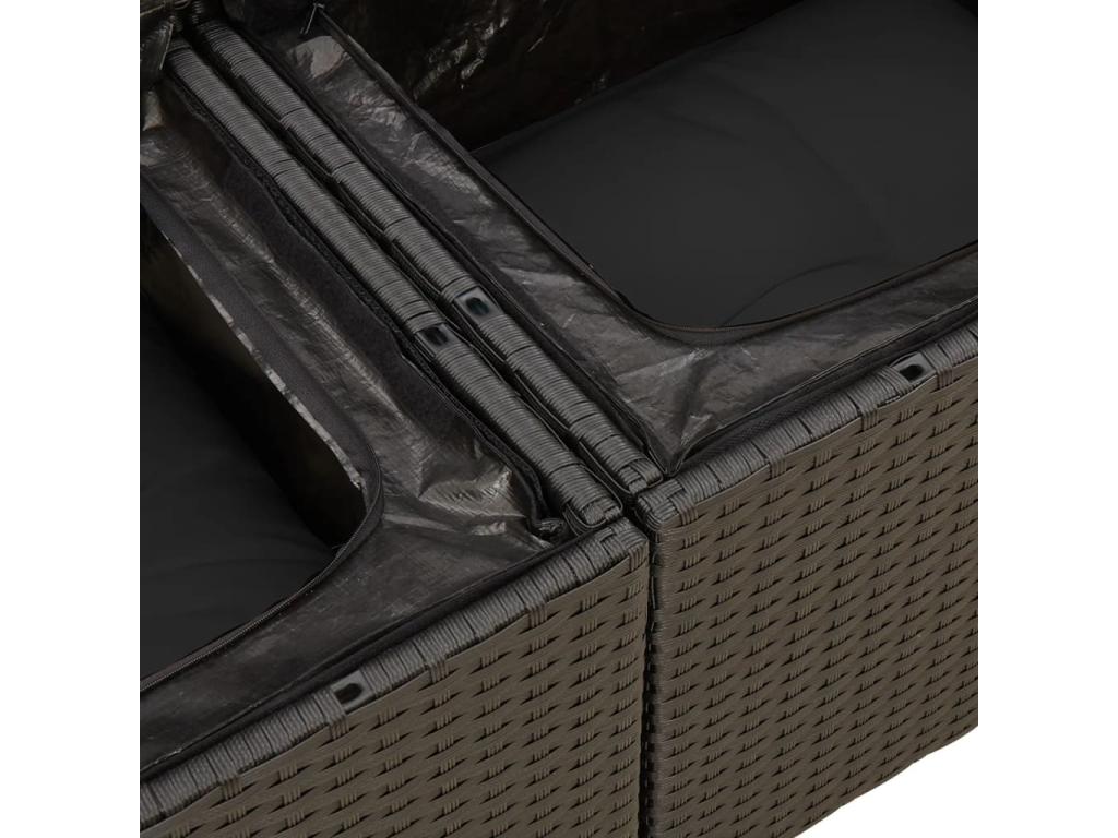 Salon de jardin 12 pcs avec coussins noir résine tressée KGDH40536