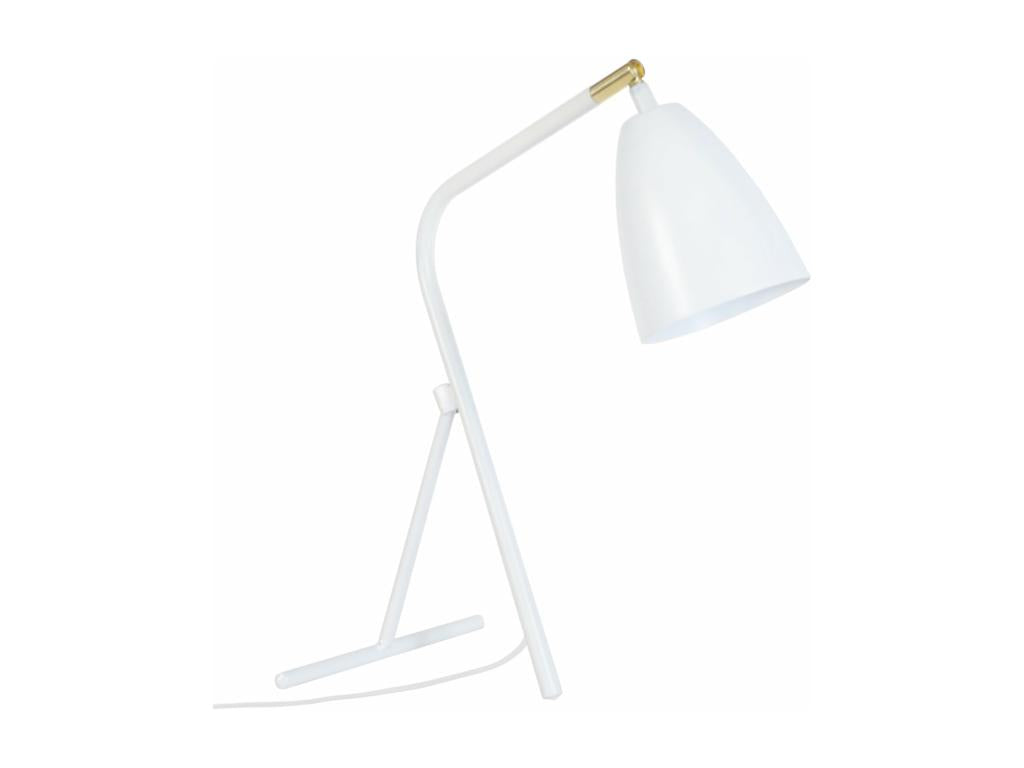 Lampe de bureau bipied métal blanc doré 40 cm. PCWH05393