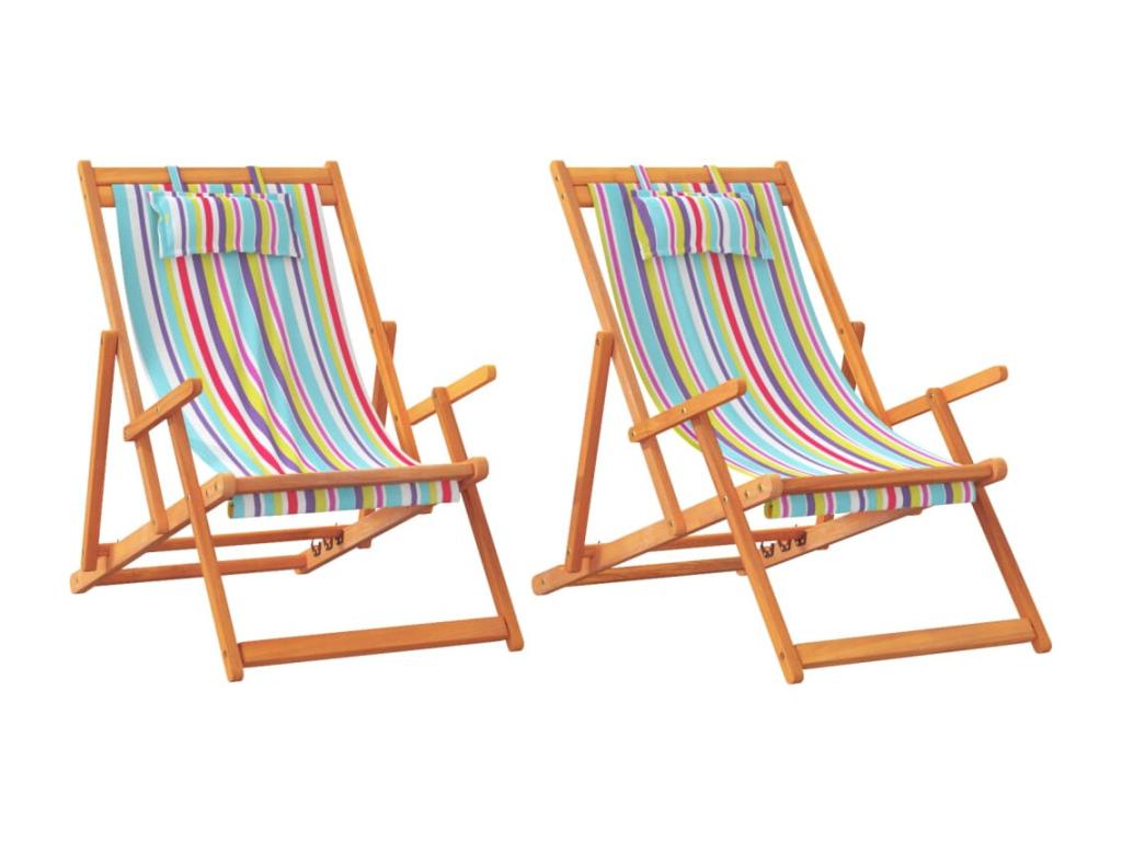 Chaises de plage pliables lot de 2 tissu multicolore WBEH41794