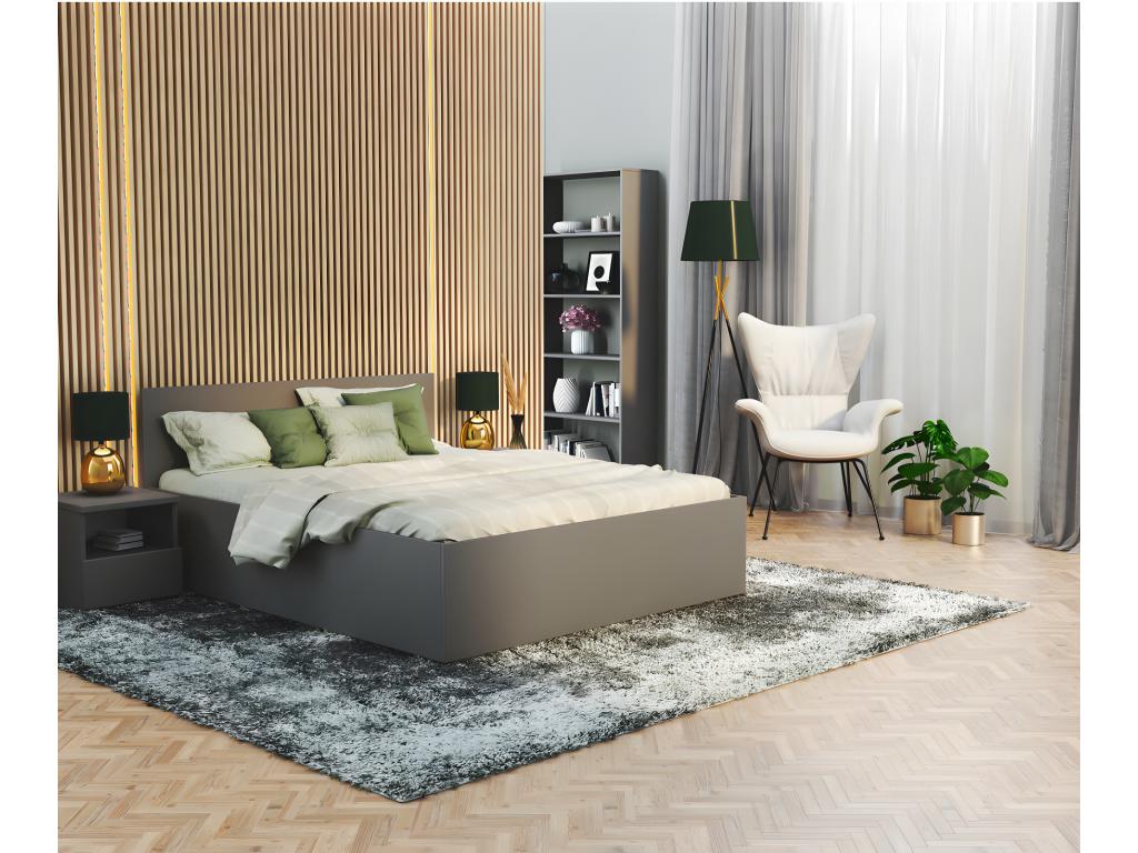 Lit coffre Paris 140x190 cm avec sommier à Cosymeub relevable Gris XVSE72492