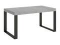 Table à manger extensible Cosymeub-Couleur Gris ciment-Support 4 pieds-5 rallonges fines-Largeur extensible 160 à 420cm BGYK50253