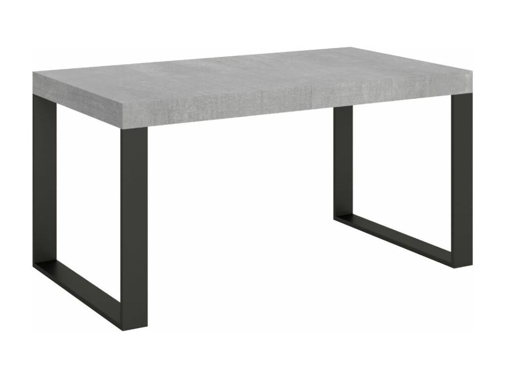 Table à manger extensible Cosymeub-Couleur Gris ciment-Support 4 pieds-5 rallonges fines-Largeur extensible 160 à 420cm BGYK50253