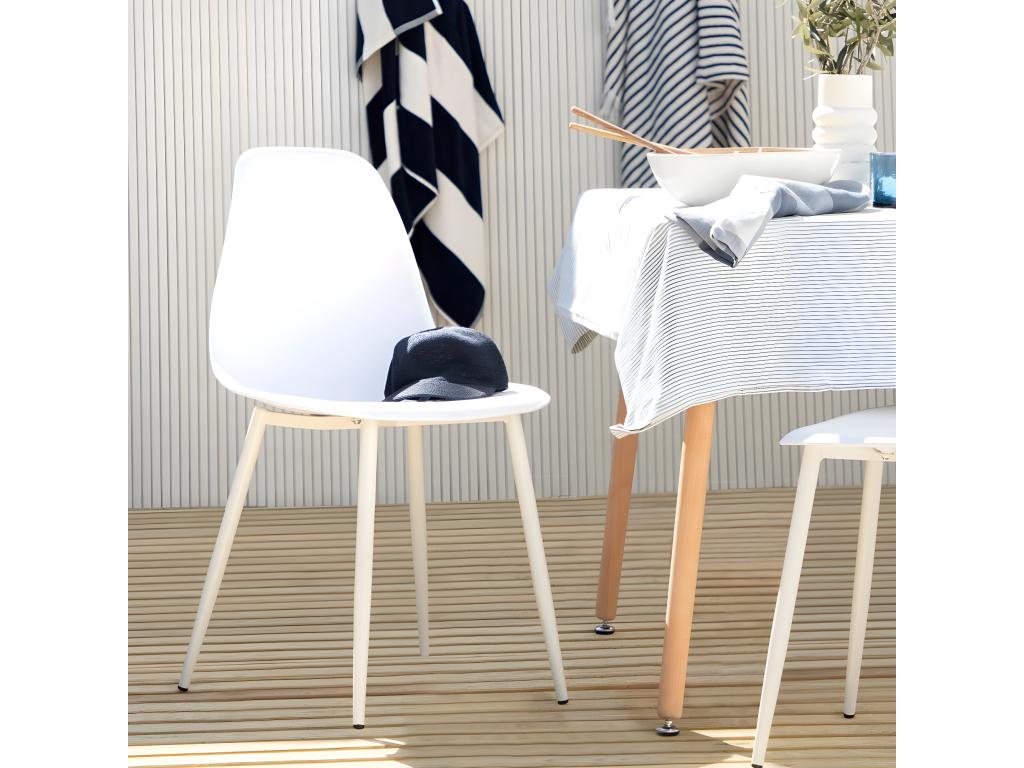 Chaise de cuisine en plastique blanc 43x80 cm-Cosymeub UZYB23602