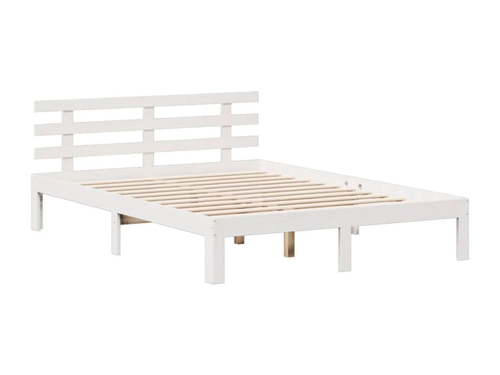 Lit bibliothèque sans matelas blanc 140x190 cm bois pin massif PUNH68629
