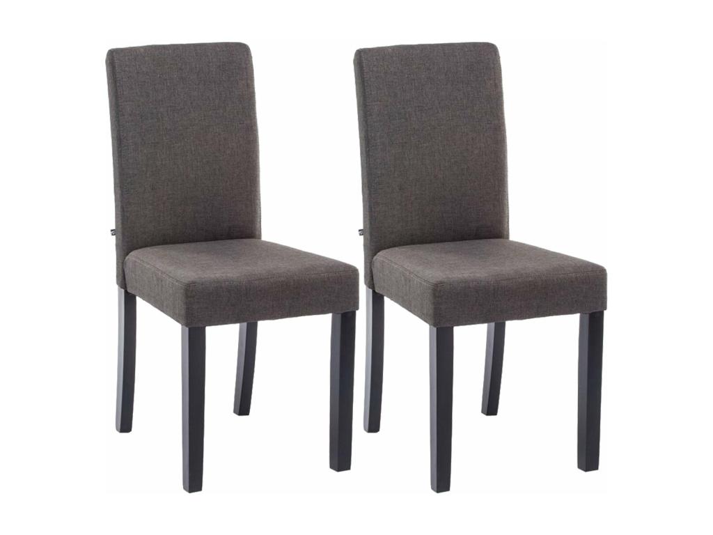 Lot de 2 chaises de salle à manger design moderne en tissu gris foncé et pieds en bois noir 10 0001557 AHPP36093