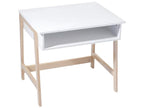 Bureau en MDF et pin coloris naturel et blanc - Dim L 58 xl 52 x H 46 cm WKVD45295