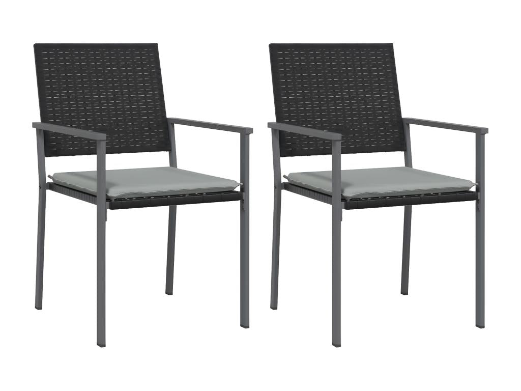Chaises de jardin et coussins lot de 2 noir 54x62,5x89 cm rotin AEFY59960